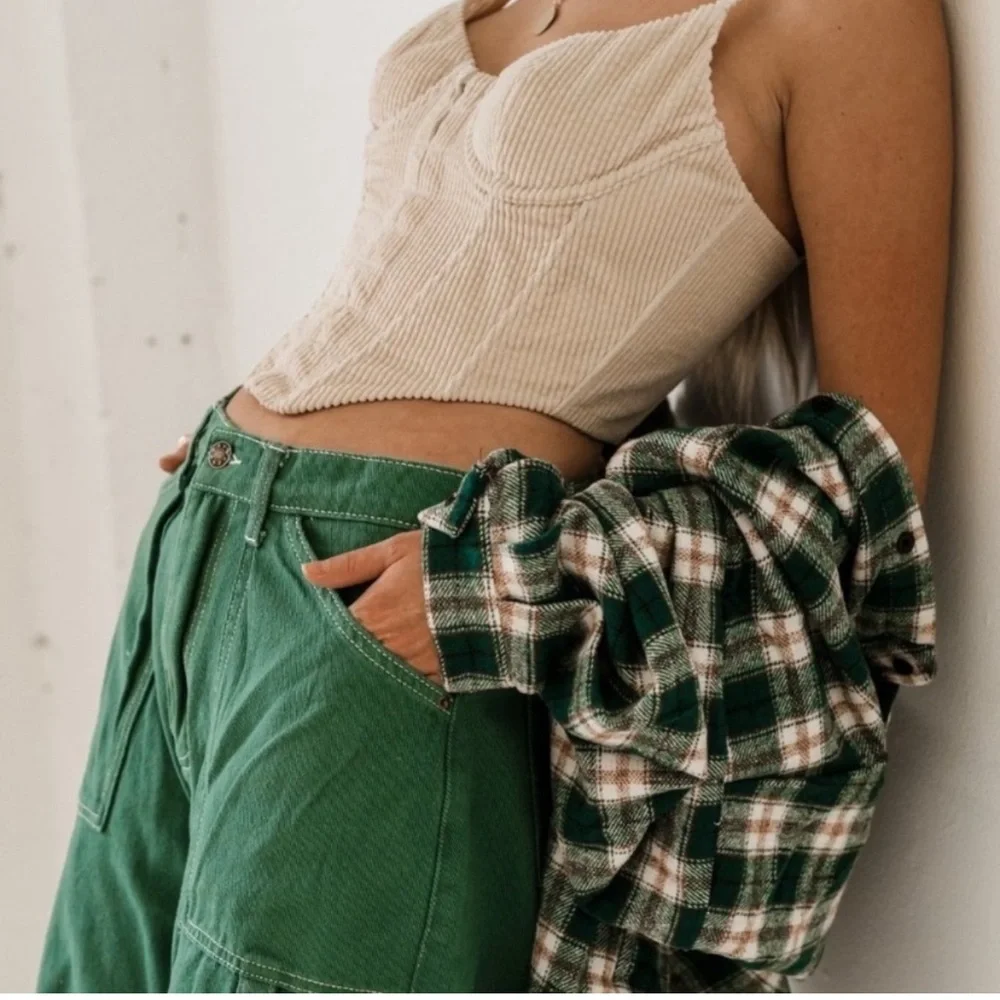 The Foxy Kind We Love Her Corduroy Corset Crop Top Size Medium - Picture 2 of 11